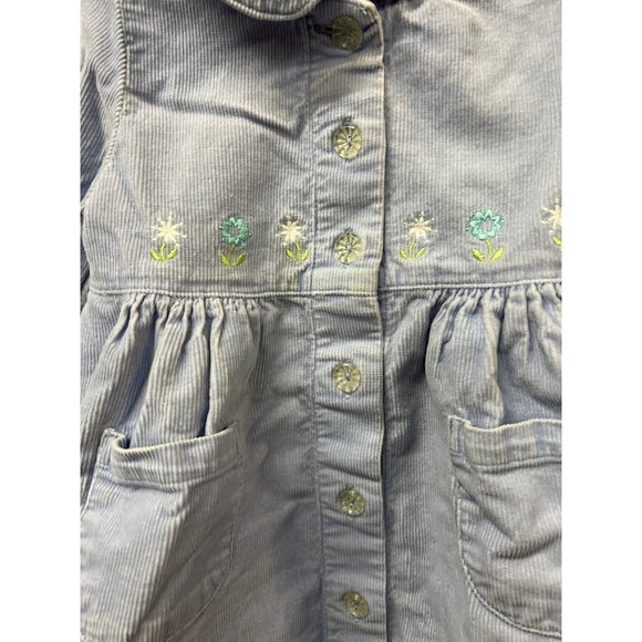 Carter’s Jumper Longsleeve Dress Girls Blue Corduroy Dress - Picture 4 of 5